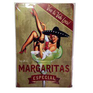 Margaritas Media Golden Era Pin Up Art Tin 12"x 8" Sign Art New Sealed